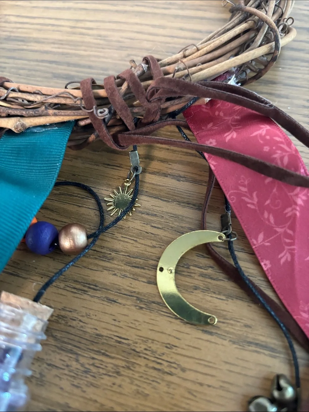 **NEW** Boho Wall Hanging Wind Chime – Teal, Pink, and Brown